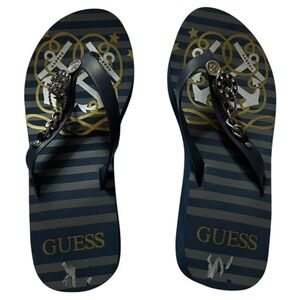 Blue Women's GUESS Nautical Chunky Sandals with Charms Size 7M